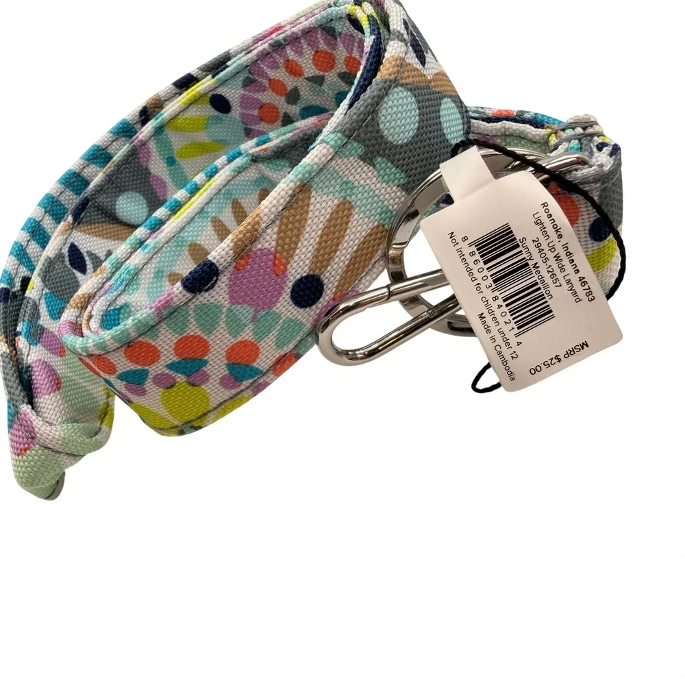 Vera Bradley Wide Lanyard Lighten Up Sunny Medallion Eco-Friendly Recycled Gift